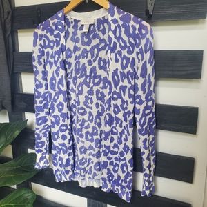 Loft Leopard Print Drape Cardigan